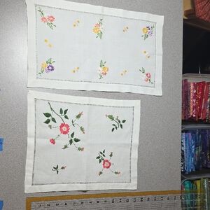 Floral Embroidered Linen Placemats